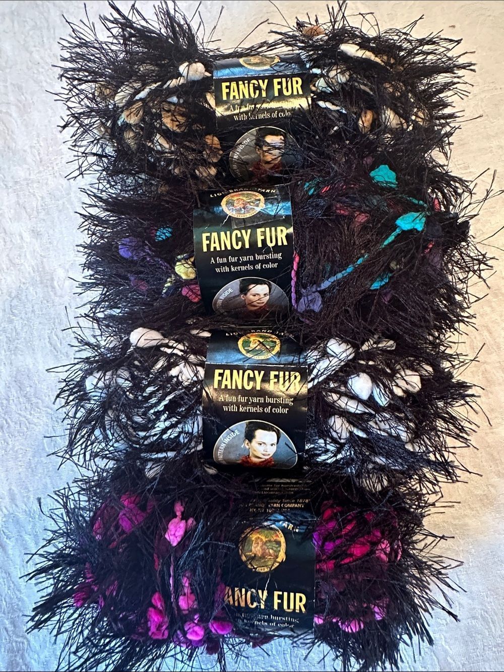 Yarn Bundle Fancy Fur Eyelash Festive Faux Fur Party Trim Black Colorful